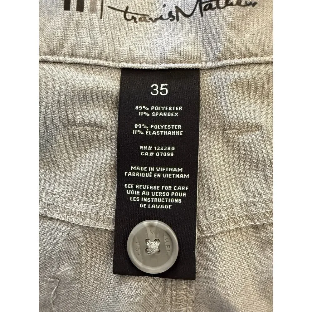 Travis Mathew Mens Gray Performance Golf Stretch Straight Leg Pants Size 35